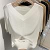Knitwear Tops Women's Summer V-neck Fashion Simple Temperament Ageing Short-sleeved T-shirt
