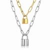 Roestvrij staal Zilver/Goud Kleur Padlock Hanger Lange Ketting Kabelketting Ketting Vrouwen Kraag Sieraden Choker