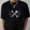 Wrench Pattern Motorcycle T-shirt Casual Trendy Tshirts For Comfortable Short Sleeve Tops
