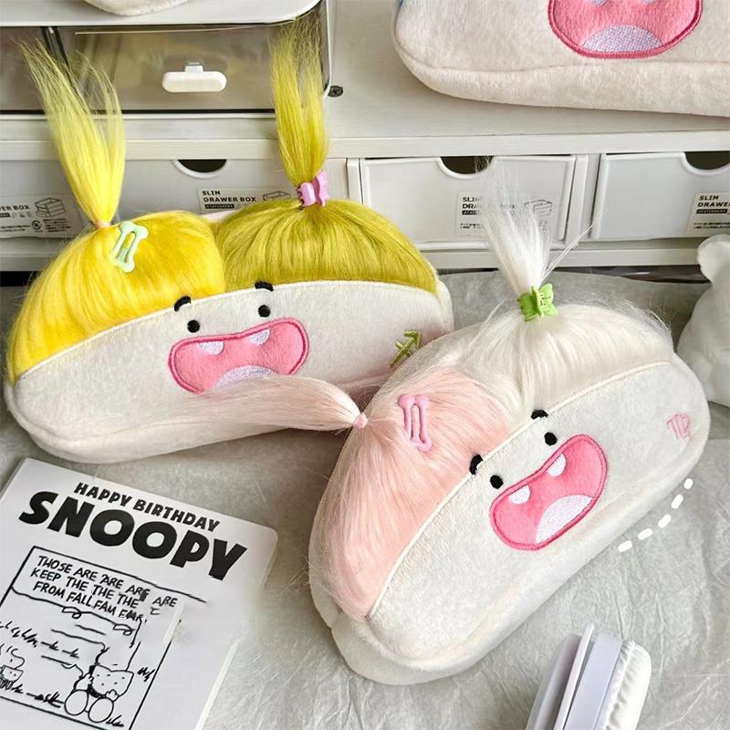 Funny Big Capacity Plush Pencil Bag Creative Cartoon Big Mouth Girl Pens Storage Case Large Capacity School Stationery Gift