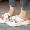 Cool Slippers Women's Summer Fashion Wear 2025 New Rhinestone Platform Pregnant Women's Beach Sandals High-end One-word