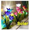 Outdoor Solar Lights With 4 Lily Flowers Ip65 Waterproof Adjustable For Garden Pathway Patio