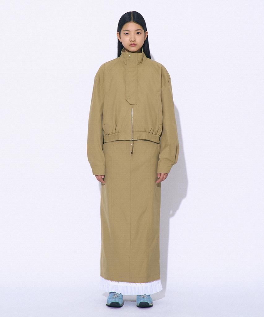 Partimento Woman Frill Double Layered Maxi Skirt_Khaki