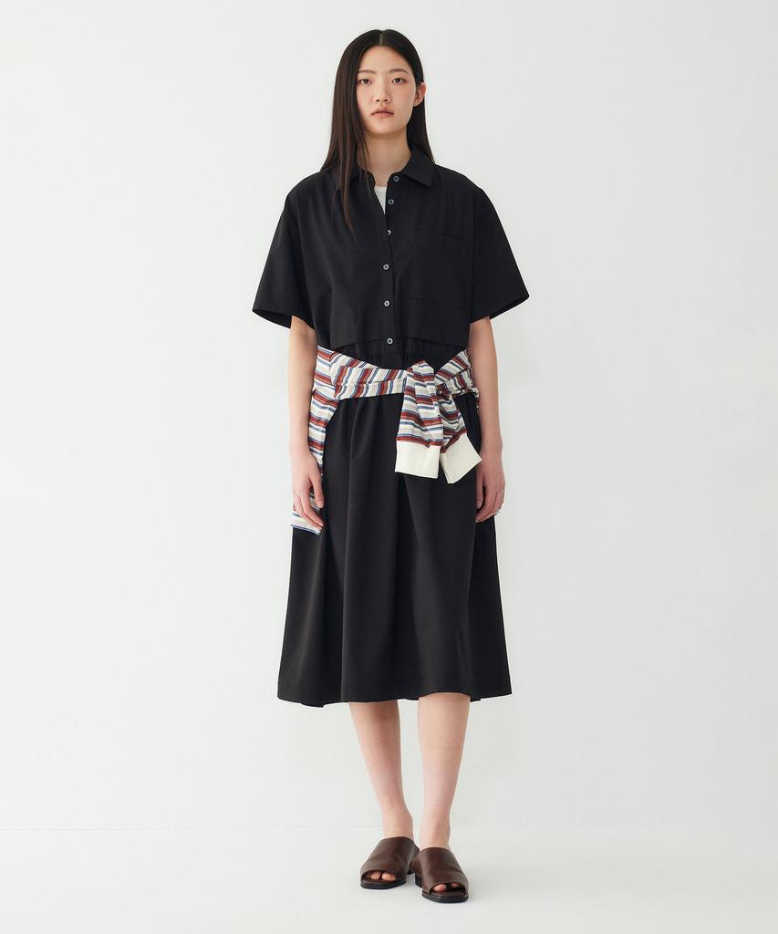 Studio Tomboy Shirt Collared Short Sleeve Dress_Black 91F6241783