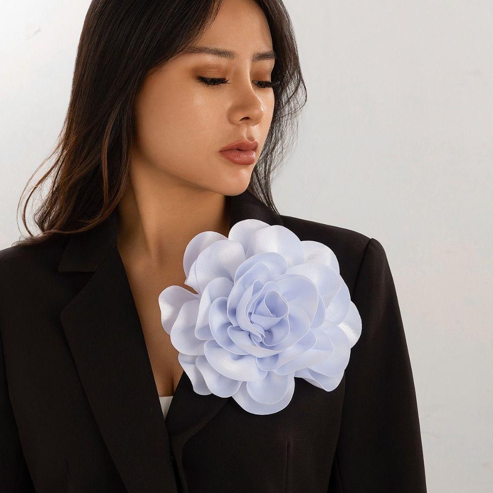 DIY 3D Large Fabric Flower Brooch Exaggerated Handmade Clothing Patch Satin Clip Clothes Appliques Clothes Decoration