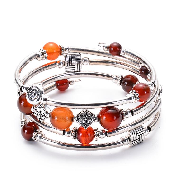 Bohemian Style Natural Turquoise Multi-Layer Wrap Bracelet for Women