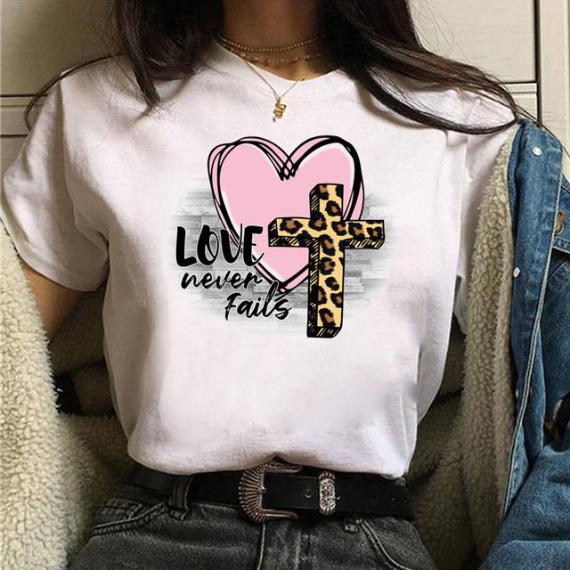 Kawaii Fashion Flower Letter Love Graphics Women T-Shirts 90S Summer Loose Blouses O-Neck Short Sleeve Female Crop Top
