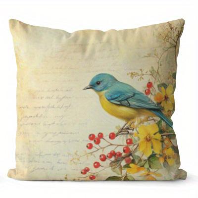 Home Decor Birds Flowers Pattern Decorative Pillowcase Pattern Cushion Cover Suitable For Sofa Bedroom Car Pillow Cover