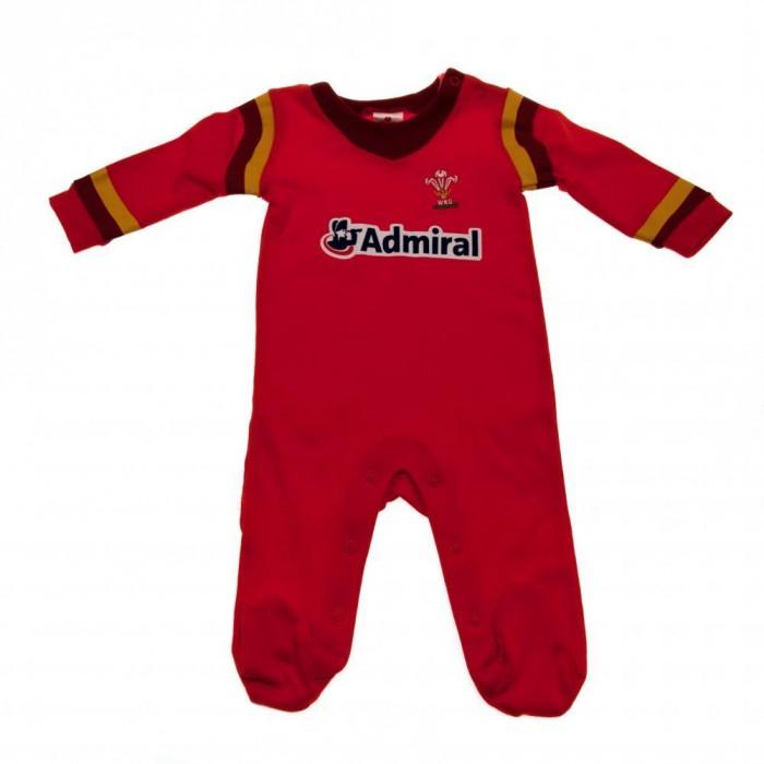 Wales RU Baby Sleepsuit With Stripes