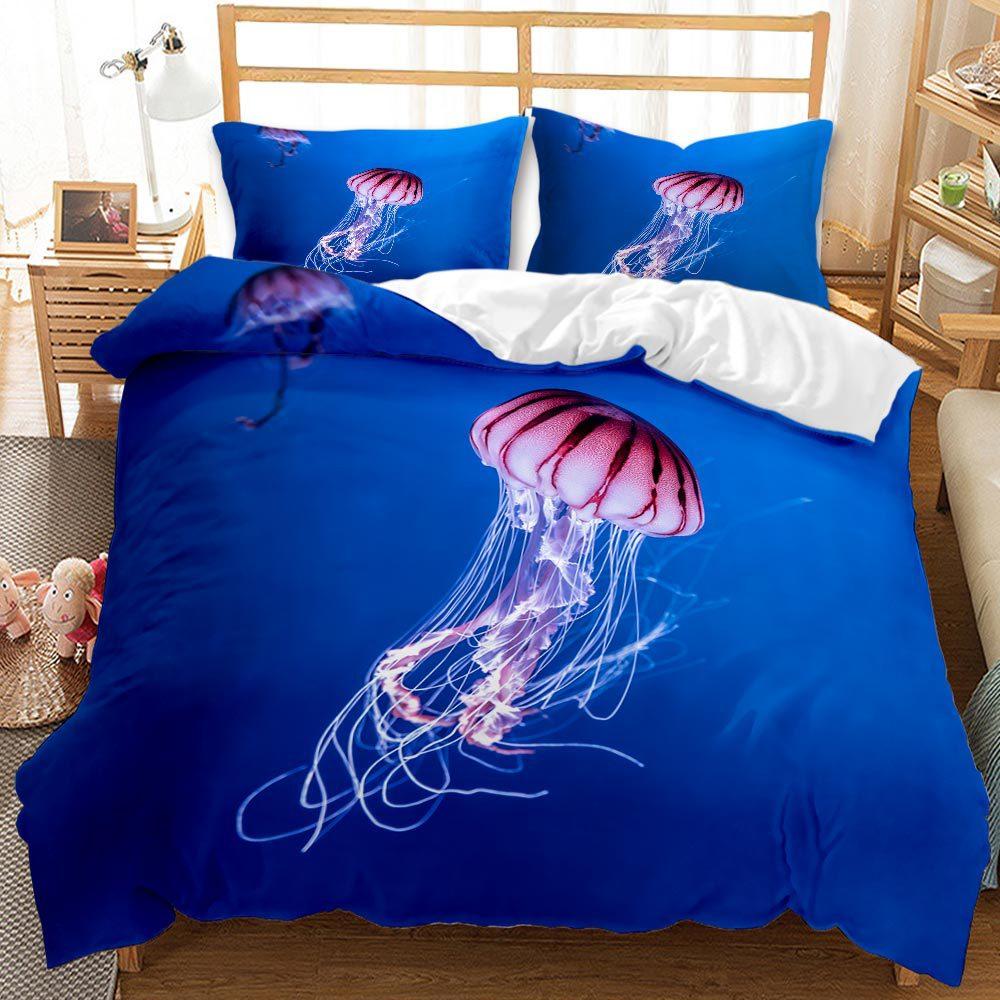 Set Letto Animali Marini 3D Copripiumino Oceano Set 2/3 Pezzi Morbido Cerniera AU180 * 210 Misura Matrimoniale Lusso Tessile per la Casa
