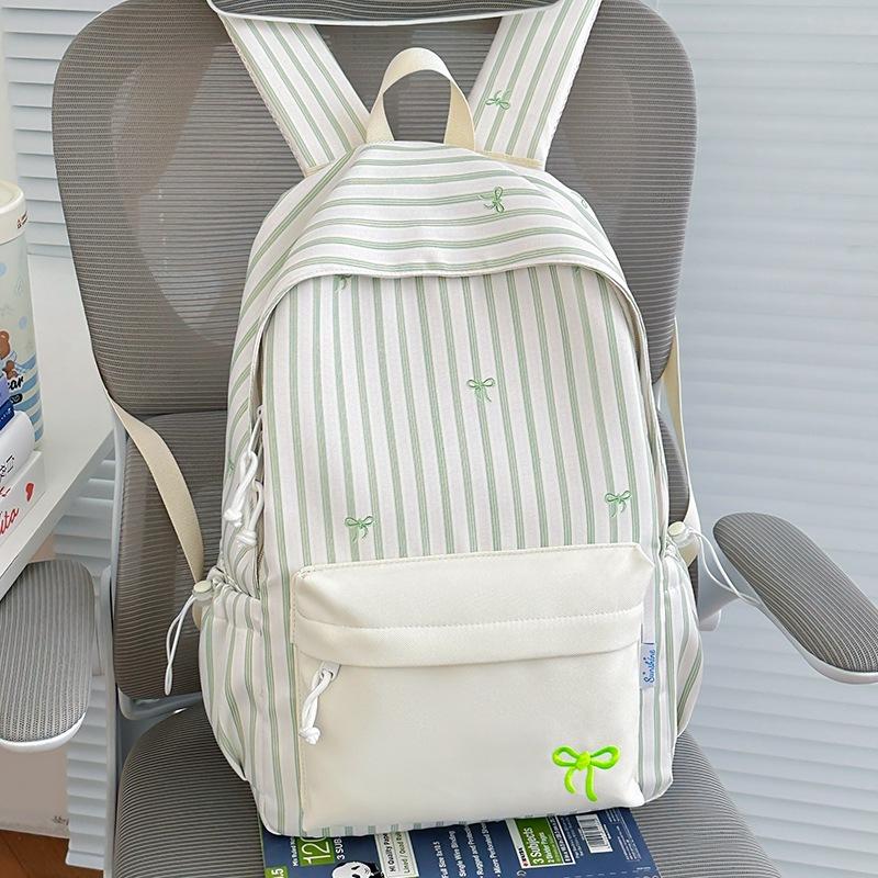 Schoolbag New Korean Version Cute High School Student Striped Ins Schoolbag High Value Backpack Simple Student Large Capacity Backpack
