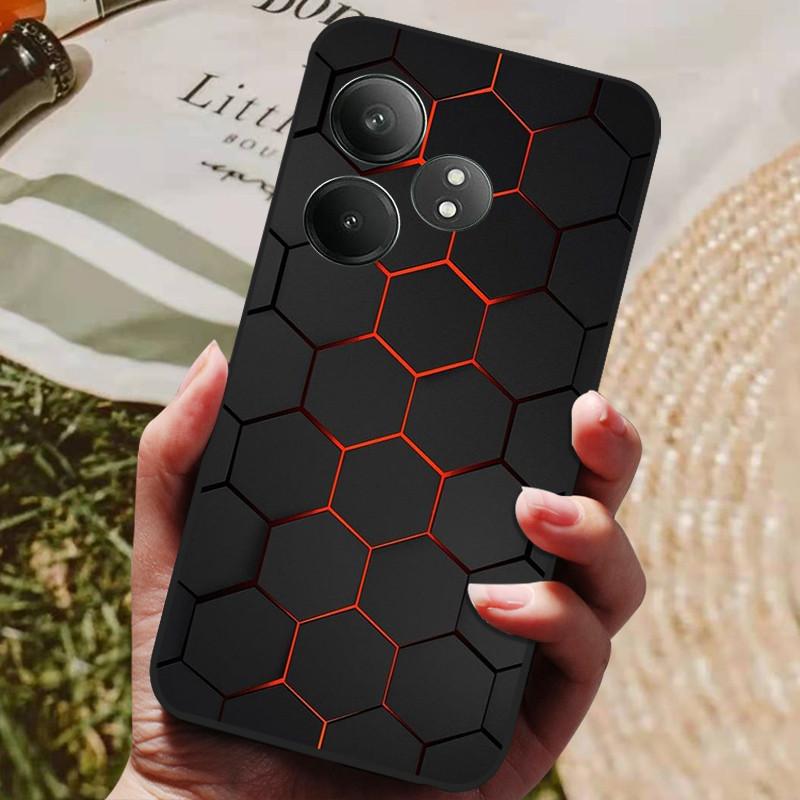 Capa de Telefone Para Realme GT 6 Case Silicone Preto Bumper Macio TPU Coque para Realme GT 6T Case Protetor Funda Realme GT6 GT6T Bolsa
