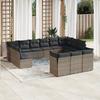 Vidaxl 13-Cz. Garden Furniture Set With Cushions, Grey, Poly Rattan