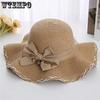 Wave Large Brim Straw Hats Women Versatile Bow Sunscreen Beach Seaside Casual Sun Hats