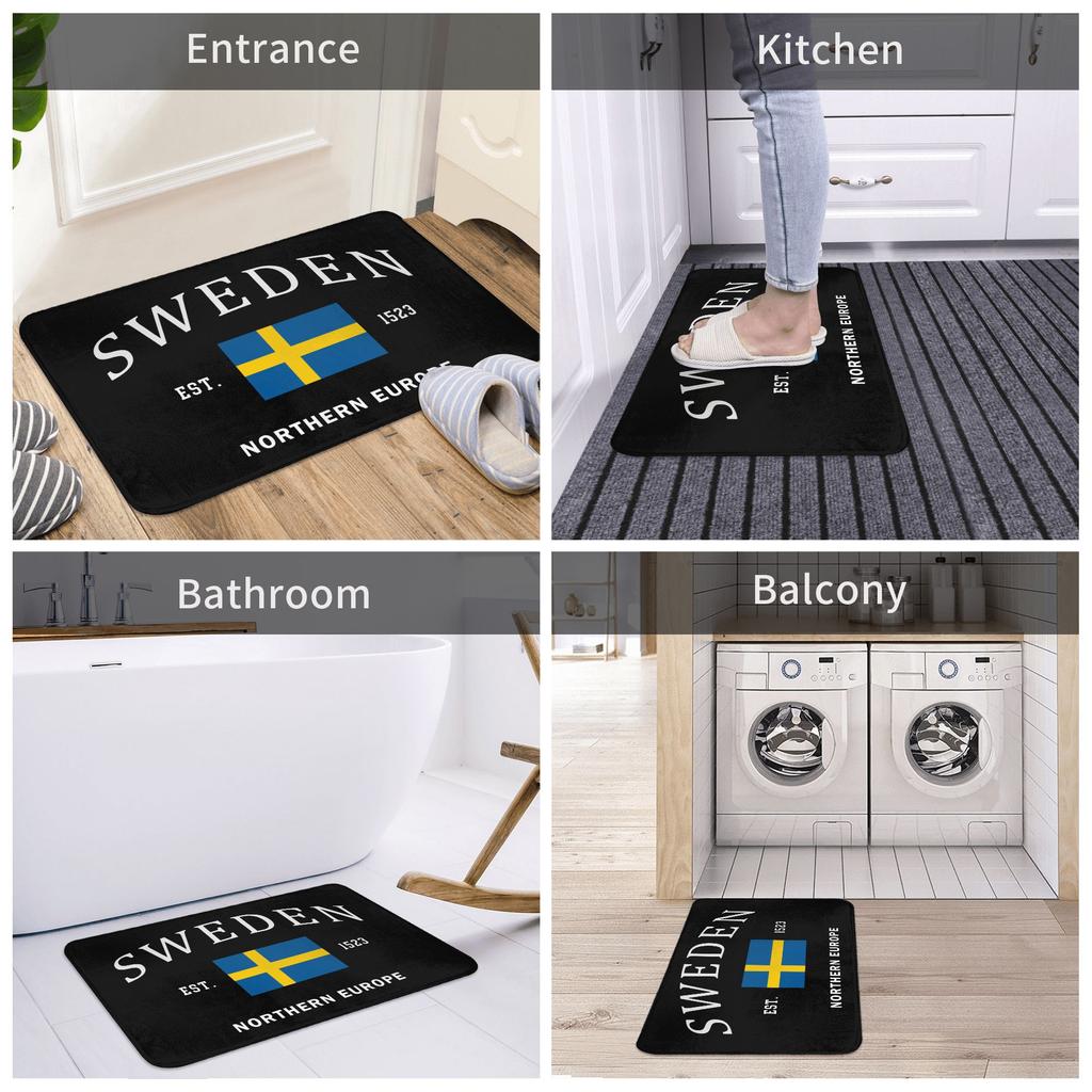 Sweden Flag Doormat Non-Slip Bathroom Kitchen Mat Garden Garage Door Floor Entrance Carpet Rug