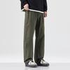 American Retro Army Green Casual Pants Men's Autumn New Trendy Brand Fashion Splicing Straight Cotton Wide Leg Straight Pants