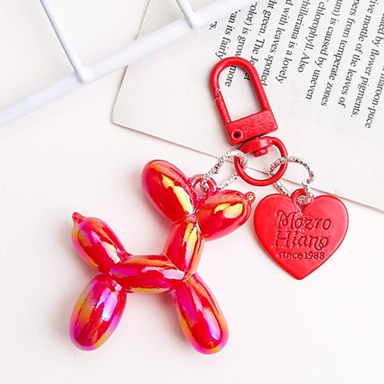 Cartoon Balloon Dog Pendant Puppy Keychain Charm Luster Lasers Color Bag DIY Decoration Charm Home Office Decor Ornament
