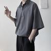 Ice Silk Shirt with Five-point Sleeve Design British Style Summer Thin Pendant Shirt Loose Casual Trendy Brand