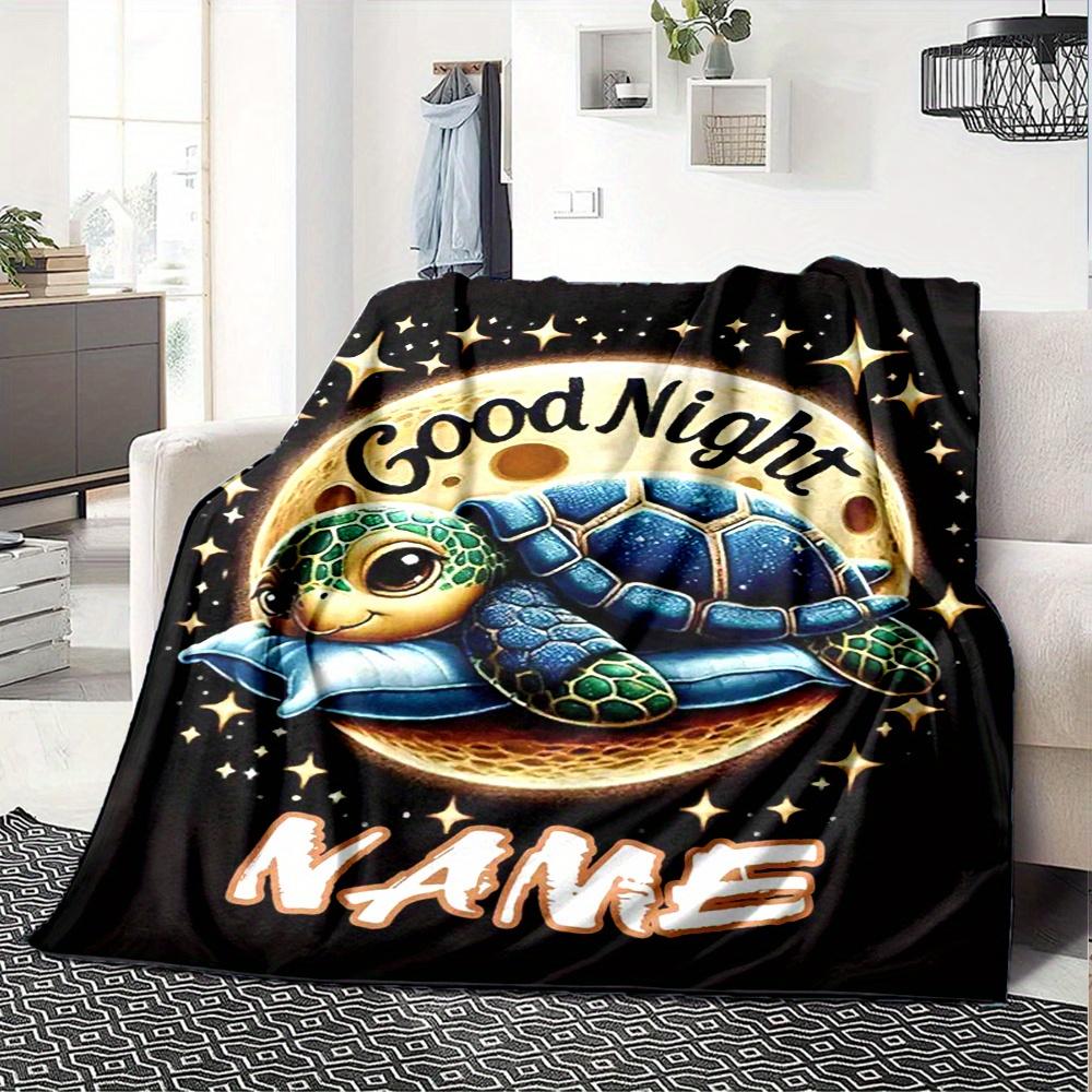 Sea Turtle On Moon Home Blankets Comfortable Soft Lightweight Allseason Multipurpose Blanket For Picnics Sofas Offices Beds Living Rooms Perfect Gift