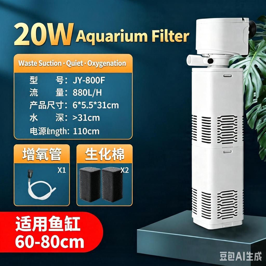 Aquariumfilter mit leistungsstarker Filtration, Sauerstoffanreicherung und Wellenerzeugung