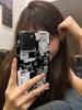 Ins Style Black White Stickers Phone Case for iPhone 17 16 15 14 13 12 11 Air Pro Max X XS XR 7 8 Plus Glossy Film Hard PC Cover