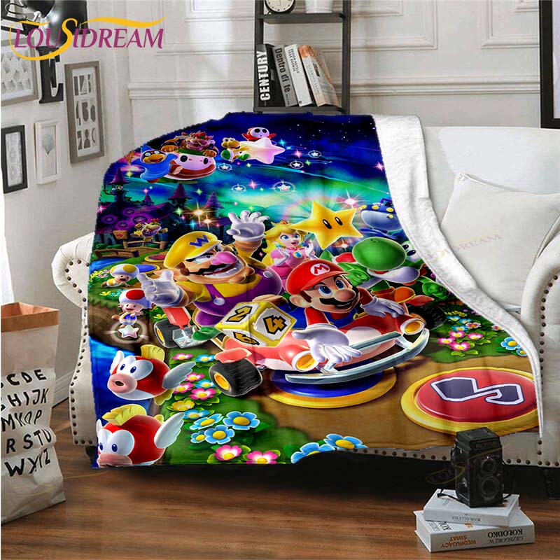 Mario Bros Blanket High Quality Flannel Warm Soft Plush On The Sofa Bed Blanket Suitable for Air Conditioning Blanket