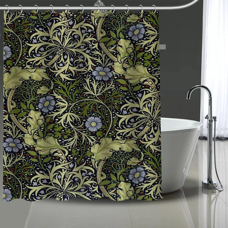William Morris Art Custom Pattern Polyester Bath Curtain Waterproof Shower Curtains DIY Bath Screen Printed Curtain For Bathroom