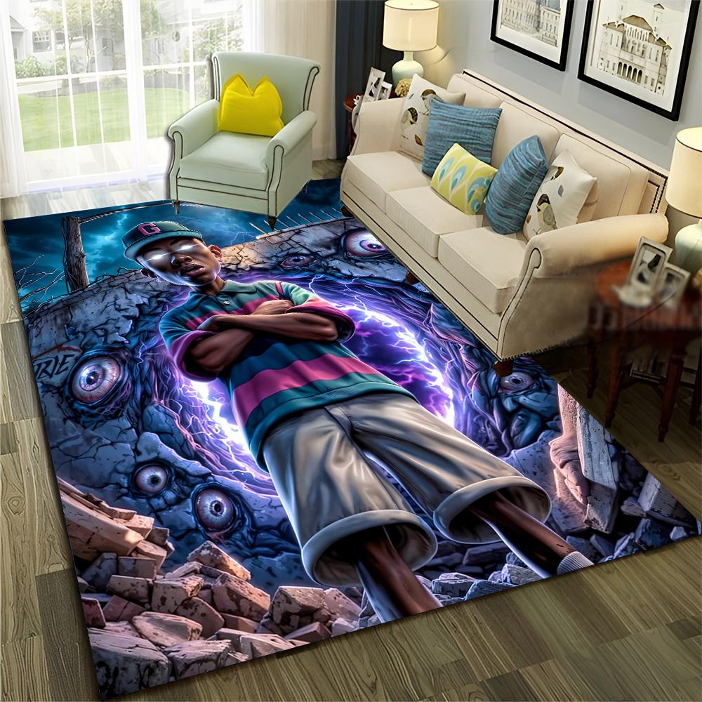 3D Top Rapper Legend Star Art Cartoon Hip Hop Rug for Bedroom Living Room Sofa Home Doormat Decor,large Play Non-slip Floor Mat