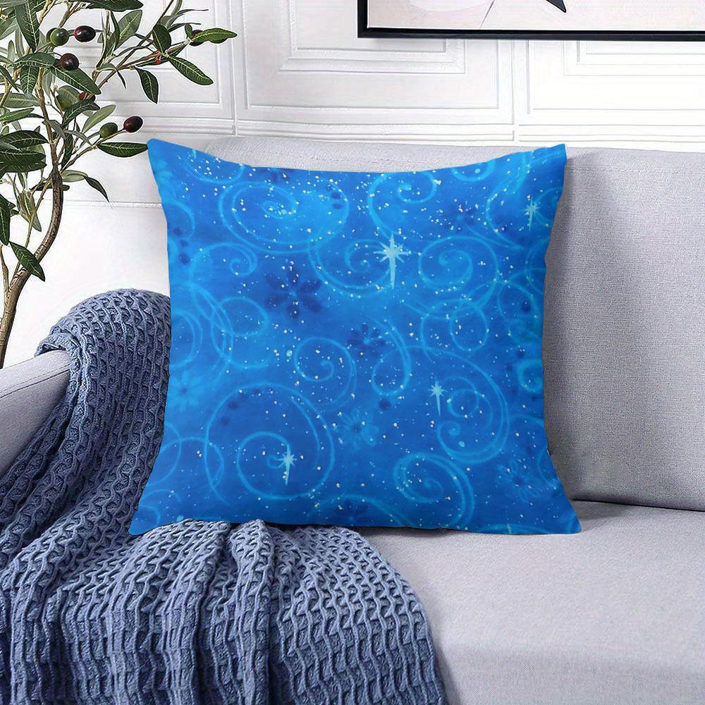 Blue Sparkle Swirl Square Jacquard Pillow Cover for Sofa Office Waist Cushion Cover Home Decorative Pillowcase