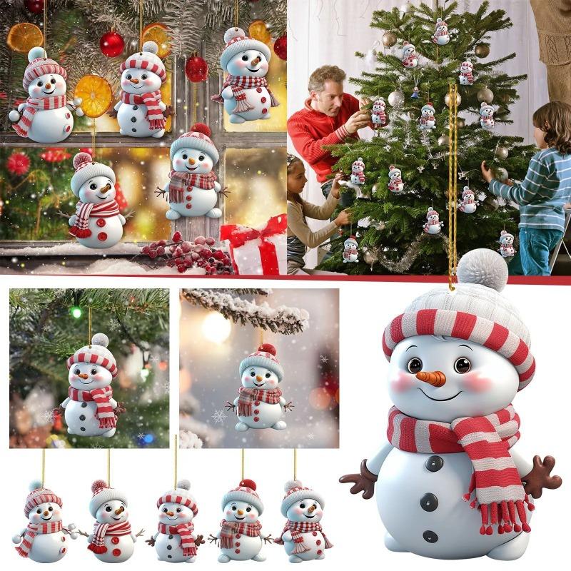 Christmas Snowman 2D Flat Pendant Hanging Ornament Cartoon Acrylic Pendant Xmas Tree Decoration