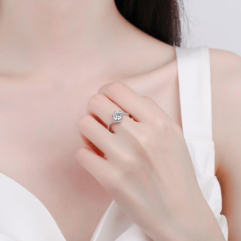 925 Sterling Silber Einfache Sechs Krallen Ringe Für Frauen Hochzeit Partei Trendy Schmuck Bijoux Geschenke jz470