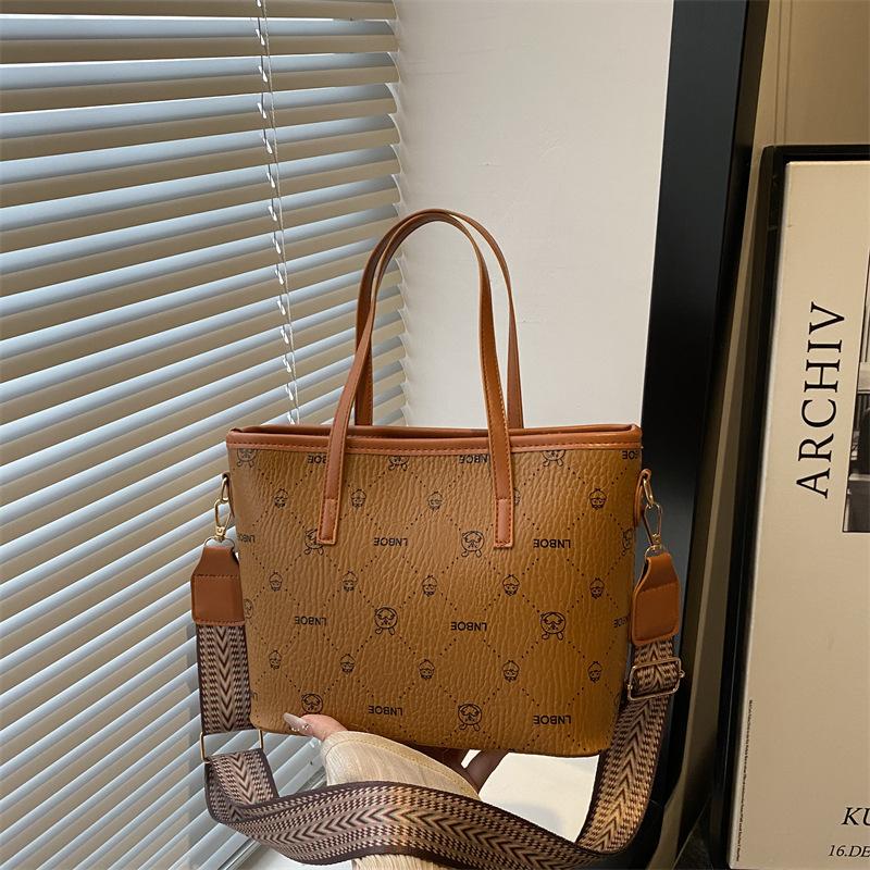 Borsa stampata retrò alla moda, nuova borsa a spalla tote versatile ad alta capacità per pendolari, borsa portatile di alta gamma