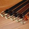 Handmade Woven Leather Belt with Alloy Buckle - Unisex Casual Fashion for Jeans