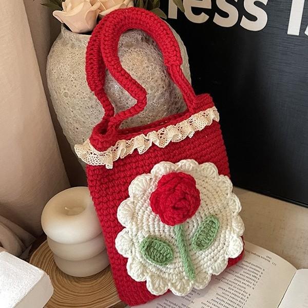Neue Kleine Färberdistel Festliche Strickhandtasche Handy-Tasche Pendler-Aufbewahrungstasche Chinesische Umhängetasche