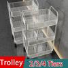 Scaffale Mobile con Ruote Scaffale Portaoggetti Multistrato Carrello Domestico per Snack Cosmetici Oggetti Vari Organizzatore 2/3/4 Ripiani Carrello Rotolante
