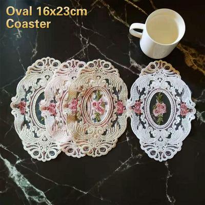 Avrupa Oval Dantel Işlemeli Coaster Yatak Odası Çalışma Mutfak Fincan Masa Mat Gıda meyve tabağı örtü bezi Noel Dekorasyon