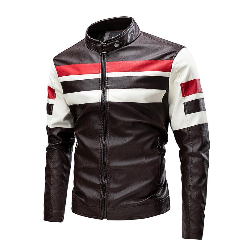 Cross-border Men's Retro Stand Collar Leather Motorcycle Jacket