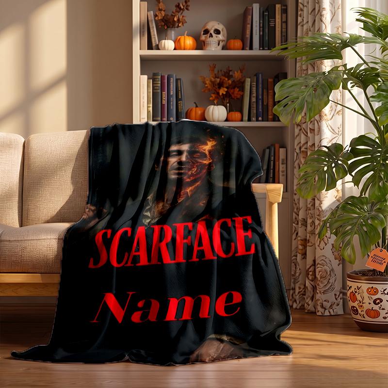 Scarface Custom Flannel Blankets Soft Warm Cozy Throws for Home Decor Holiday Gifts