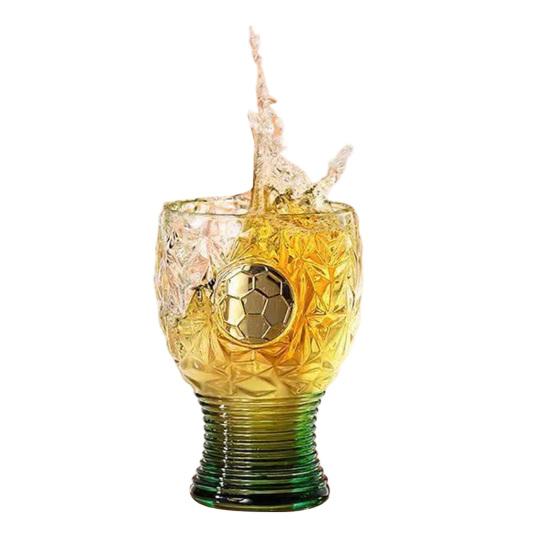 Soccer Trophy Beer Glass, 400ml Capacity Tall Trophy Mug, Clear Glass Mug for Lager Craft Beer, Sports Fan Gift