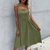 Women's Summer Casual Color Square Neck Sleeveless Dress