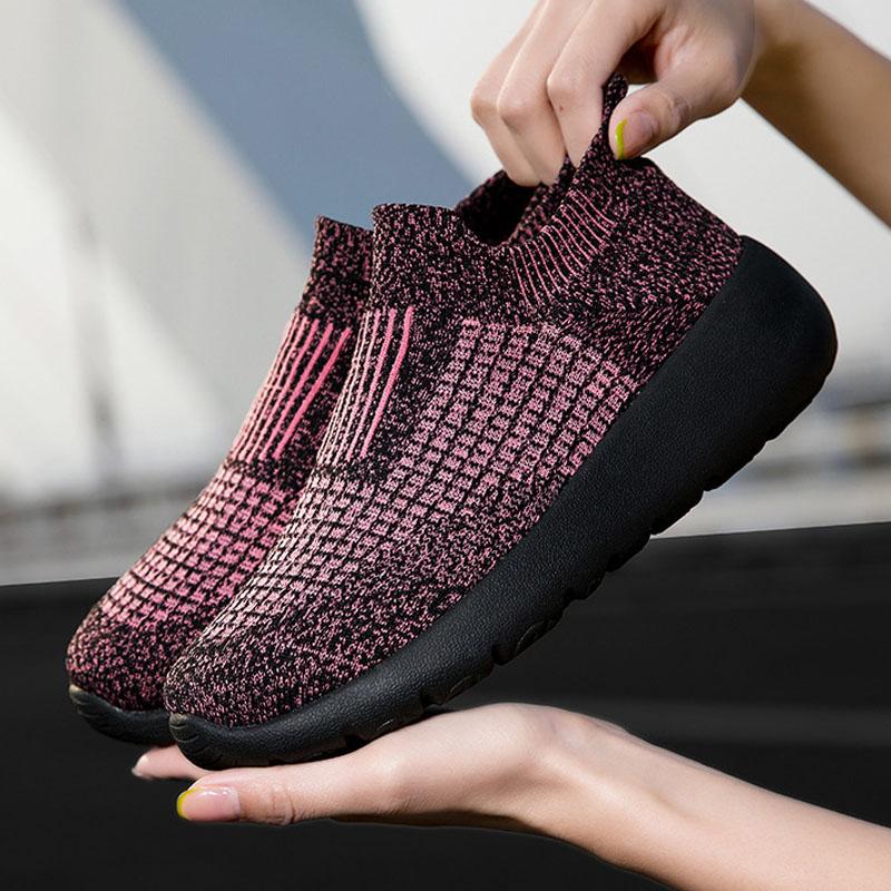 36-45 Unisex Platform Sneakers Women Men Knitted Fabric Casual Sock Shoes Soft Sole Walking Jogging Shoes Non-slip Sports Shoes