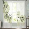 Green Leaves Branches Simple Curtain For Living Room Transparent Tulle Curtains Window Sheer For The Bedroom Accessories Decor