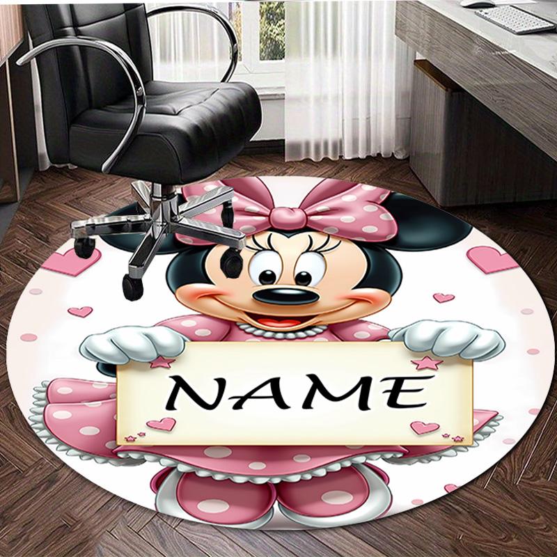 Gepersonaliseerd M-Minnie Rond Kantoorvloerkleed - Perfect voor Mat, Kantoorstoel & Meer - Ideaal Cadeau voor Verjaardagen en Feestdagen