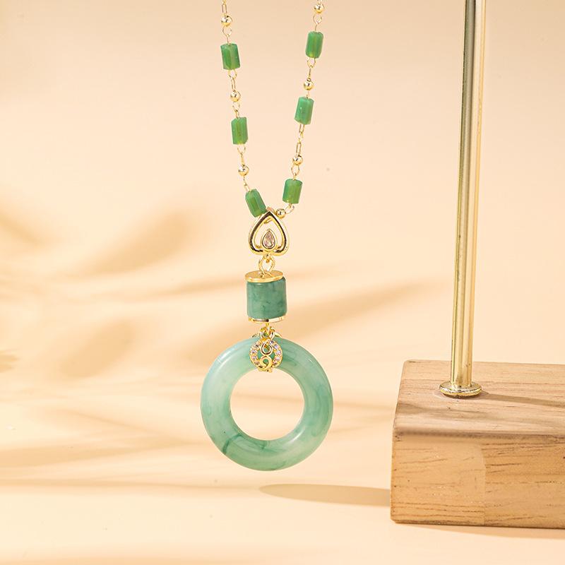 Ping An Gesp Ketting Vrouwelijk Chinese Stijl Hof Retro Hetian Jade Hanger Ornament