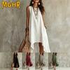 Women's Fashion Summer Spring Solid Color Print Sleeveless O-Neck Casual Dresses