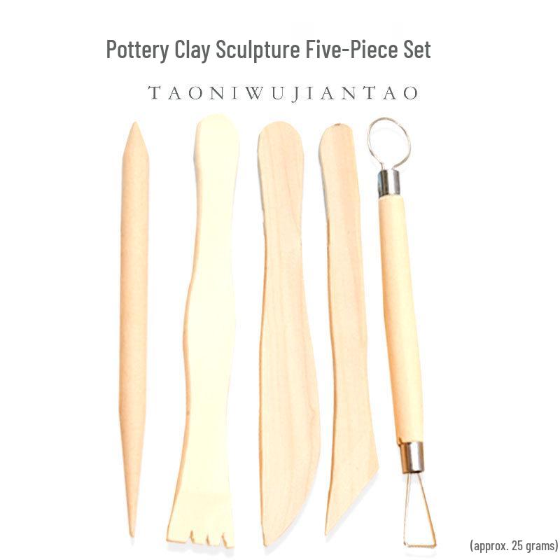 Ceramic Pottery Clay 5-Piece Sculpting Tool Set for DIY Art Projects.