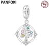 PANPOKI Copper Metal Shine Rotating Tree of Life Pendant Bead Component Charm Bead Components Bead Components Compatible With Bracelets Do It