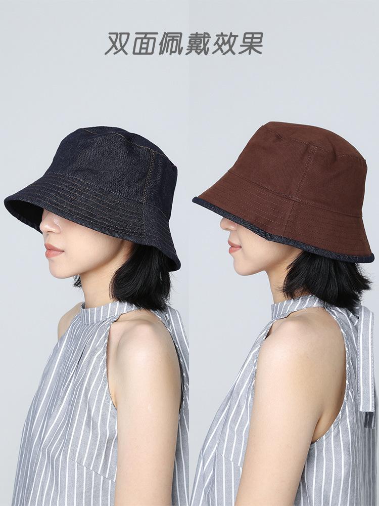 Double-sided can wear new cowboy hat bucket hat autumn and winter women's outdoor sunscreen hat big head circumference sunshade basin hat