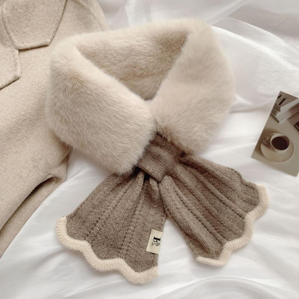 Cross Neck Scarves Windproof Plush Scarfs Soft Knitted Scarf  Winter