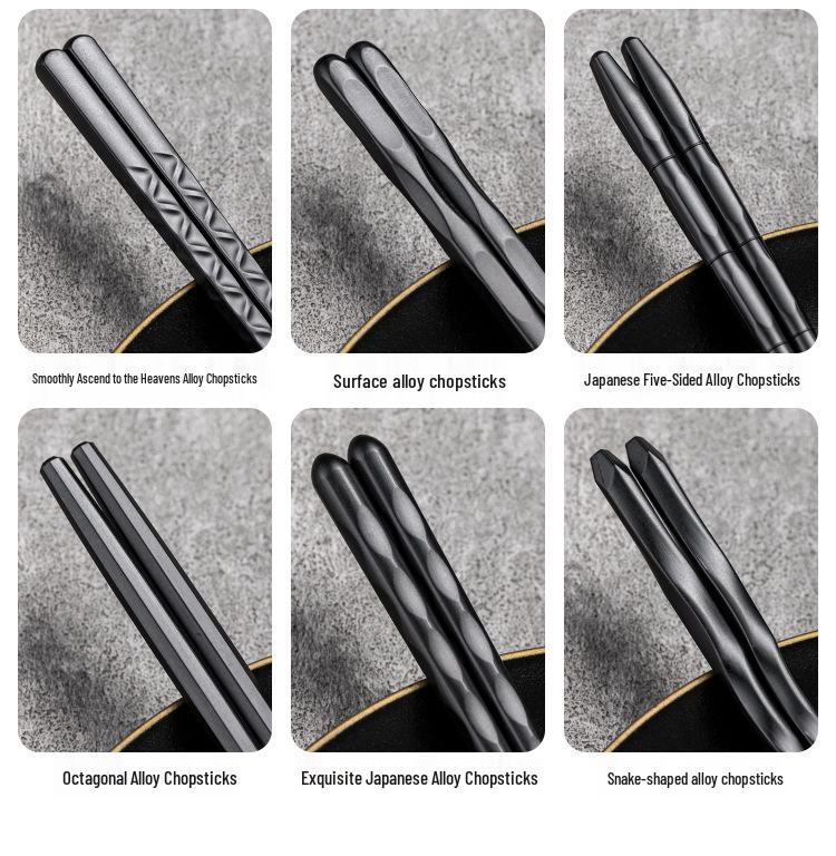 Japanese Style Non-slip Alloy Chopsticks, Mold & Heat Resistant, 10 Pairs